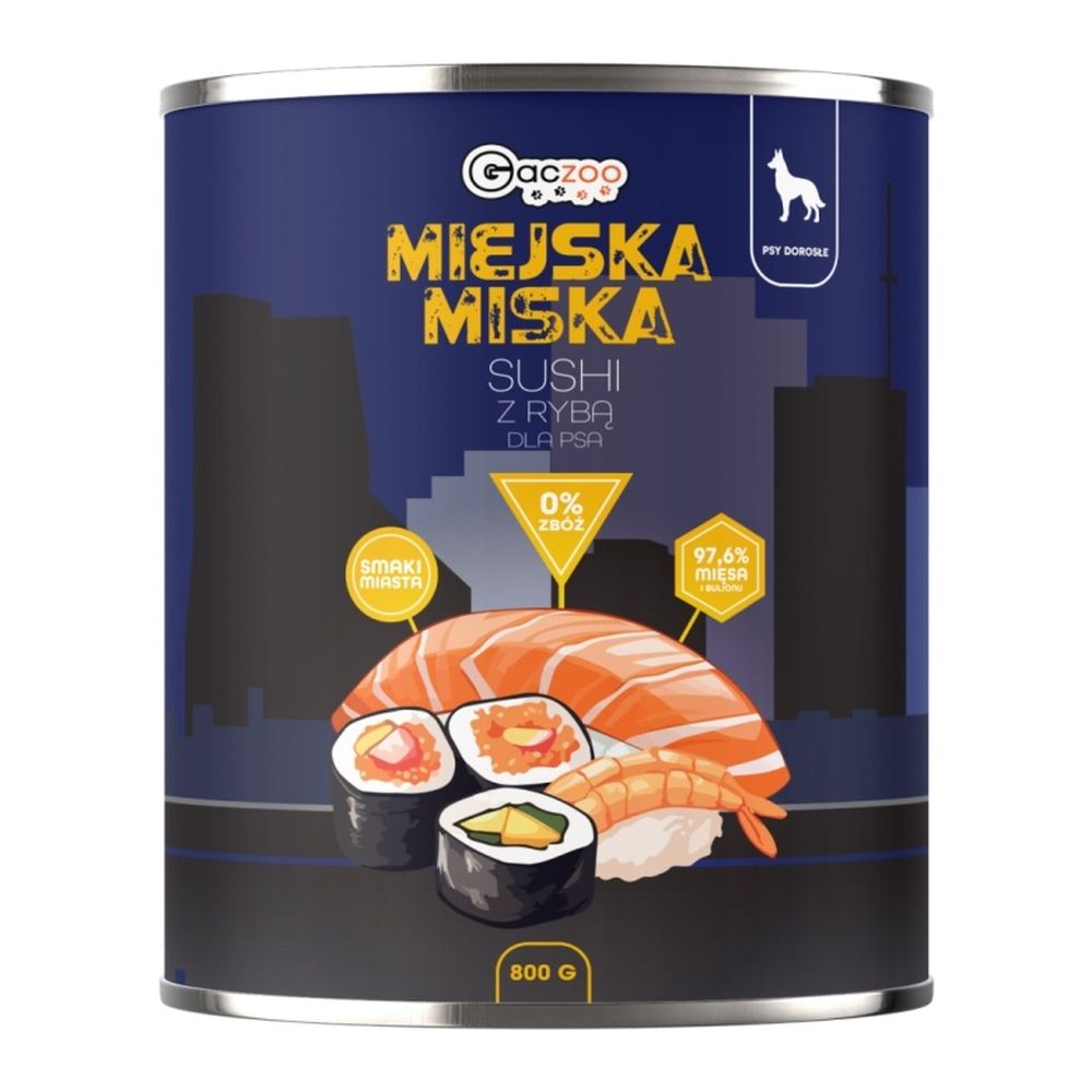 Gaczoo Miejska Miska karma mokra dla psa Sushi z łososiem Style 800g